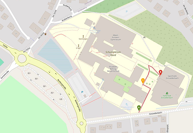 Wegweiser zur "Einsiedlerbach-Halle" VfL Hameln Badminton Halle Wegweiser Vorschau